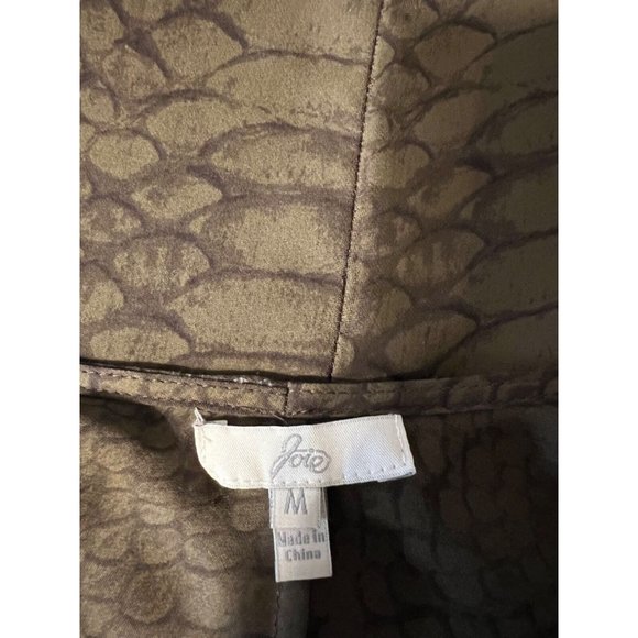 Joie Silk Dress M Medium Olive Green Black Snake Print - Picture 8 of 9